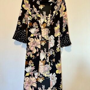 Floral Robe with Polka Dot Sleeves